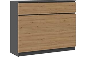 ‎CDF CDF Moderne Kommode 3D3S (3 Türen, 3 Schubladen) | Farbe: Anthrazit – Eiche Artisan | Aktenschrank, für kleine Gegenstände | Ideal für Wohnzimmer, Schlafzimmer, Kinderzimmer, Jugendzimmer und Büro
