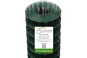 SERVICE SOLUTIONS Rete Metallica Elettrosaldata Plastificata Verde – Recinzione Giardino/Orto/Animali – Rotolo 25 m, Maglia 50×75 mm, Zincata e Plastificata Resistente per Esterni | SERVICEWEBSHOP (H175CM)