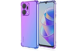 RankOne Coque de Téléphone Convient pour Honor X7a (6.75" inches) Transparent TPU Silicone Dégradé de Couleur Case - Bleu Violet