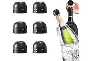 WIWONEY Tapones para Botellas de Vino, Tapón de Cava y Vino Reutilizable con Cierre Hermético, Mantiene el Fresco, Apto para Cava, Champán, Espumoso, 6 Piezas