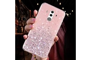 IKASUS Schutzhülle Huawei Mate 10 Pro, Bling Glänzend Glitter Transparent Silikon Schutzhülle Ultra Dünn Crystal Clear Soft TPU Case Schutzhülle für Huawei Mate 10 Pro, Rosa