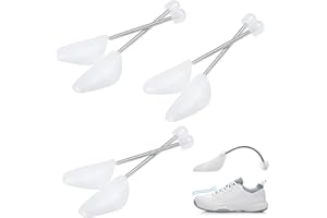 Skibetfo 3 Pairs Plastic Shoe Trees for Men,Adjustable Spiral Spring Shoe Shaper Holder,White Shoe Stretchers Mens Shoe Expander Men for UK 6-11/EU 39-45