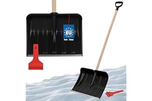 KOTARBAU® Juego de pala de nieve para coche de 40 cm con mango de madera de 131 cm + raspador de hielo para coche, para quitar la nieve, rascador de parabrisas de coche, con borde de goma