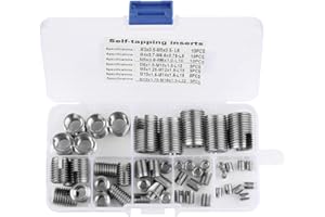 reparador de roscas + Akozon 50Pcs Kit de Inserción de hilo, inserciones de rosca autorroscantes, Tornillo autorroscante acero inoxidable M3M4M5M6M8M10M12