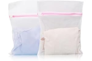 VODUNS Filet à Linge 2PCS Sac de Lavage 40 X 50CM Machine à Laver avec Fermeture Éclair Dissimulée à Mailles Fines Protéger Vêtements Éviter Déformation Rangement pour Laver Blouse Chemises Famille Laverie