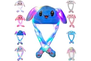 CICILIAYA Funny Plush Bunny Hat Ear Moving Jumping Rabbit Cute Animal Flap Cap Unisex for Women Girls Children Party Holiday Halloween Easter Christmas Birthday Dressup Cosplay Costume Gift with Paws
