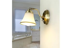 LICHT-ERLEBNISSE Applique salle de bain réglable avec interrupteur à bascule, lampe miroir, art nouveau, orientable, bronze, faible éblouissement, verre, E14, lampe de salle de bain, applique miroir