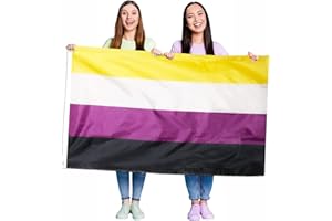 PRIDE & PROUD Non-Binary Flag LGBTQ - Pack of 1 - Pride Fancy Dress Decoration - 5ft x 3ft Large Flag with Grommets - Pride Festivals and Celebrations - Street Parties