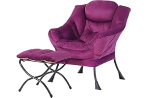 ‎WELNOW Welnow Lazy Chair with Ottoman, Modern Lounge Accent Chair with Armrests and a Side Pocket, Leisure Upholstered Sofa Chair Set, Reading Chair with Footrest for Small Space, Corner Chair