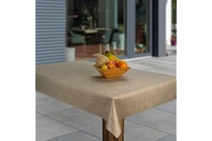 ‎LARO laro Wachstuch-Tischdecke Abwaschbar Garten-Tischdecke Wachstischdecke PVC Plastik-Tischdecken Eckig Meterware Wasserabweisend Abwischbar GAE, Muster:Leinenoptik Hellbraun Beige, Größe:80x120