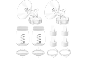 GOCROWEEN 20 mm Milchpumpenteile, kompatibel mit Spectra S1/S2/9 Plus, Spectra-Ersatzpumpenteile, kompletter Ersatzsatz inklusive 20-mm-Flansch, Entenschnabelventil, Rückflussverhinderer, Schlauch und Flasche