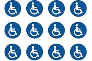 HAVATI Pour les personnes en fauteuil roulant ou handicapées, signalétique - conformément à la norme DIN EN ISO 7010 / ASR A1.3 - Autocollants : 2,5 cm, 12 pièces
