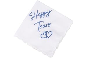 DXPETA Something Blue for The Bride Handkerchief, Embroidered Wedding Keepsake for Happy Tears, 30x30 Cm Blue Cotton Handkerchief, Sentimental Gift for Mother and Father of The Bride