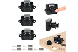 CJHZQYY Bouton Poussoir Verrou, 5 PCS Serrure Loquet Sans Clé Bouton de Placard Tiroir, Verrou Bouton de Sécurité pour Porte D'armoire, RV Caravane, Camping Car (Le noir)