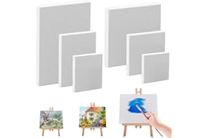 KLYNGTSK 6 PCS Toile à Peindre Vierge Cadre Toile Peinture 6 Tailles Panneau de Toile à Peindre Blanche Toile Vierge d'Artiste Toile Peinture Acrylique pour Peinture à l'Huile, Artisanat, Œuvres d'Art
