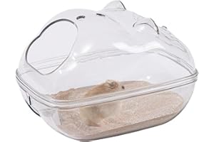 PLUSHCEWT Baño de arena transparente para hámster, inodoro para hámster, contenedor para bañera de hámster, sauna, para animales pequeños, para hámster enano, jerbo, rata, ardilla