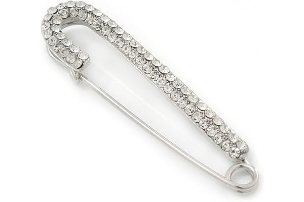 Grande spilla da balia con cristalli Swarovski rodiata