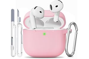 TNSNK für AirPods 4 Hülle (2024), Silikon Stoßfeste Schutzhülle mit Clean Kit & Keychain, Support Wireless Charging - Pink