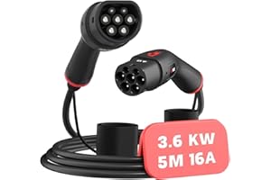 MCEVKELN EV Cavo di Ricarica Tipo 2 per Auto elettriche, 16A | 3,6kw | Monofase | Tipo 2 a Tipo 2 Cavo di Ricarica Caricatore Portatile Compatible con ID4, 500e, Peugeot 208, Ford, XC40 - con Borsa