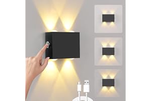 VOMI Vägglampa batteri inomhus touch dimbar, vägglampa batteri aluminium LED vägglampa trådlös utan strömanslutning 4 000 mAh USB uppladdningsbar bärbar magnetisk vägglampa för sovrum, korridor
