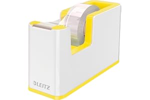 Leitz Dévidoir, Base Lourde avec Ruban Adhésif, WOW, Blanc Perlé/Jaune