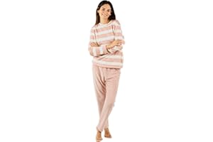 TRAMAS+ Pijama Coral Mujer para Invierno Suave y Calentito, Conjunto de Pijama Súper Cómodo para Dormir y Estar en Casa -