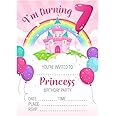 Kirsten McMillan 32 Age 7 Pink Princess Birthday Party Invitations for Kids with Envelopes - Pack of 32 Pink Princess Party Invites for Girls - Designed and Printed in the UK