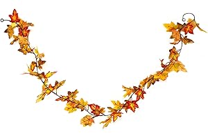 HEITMANN DECO Herbstgirlande mit Ahornblättern – 180 cm Deko-Girlande in Gelb & Orange für Fenster, Tisch & Treppe