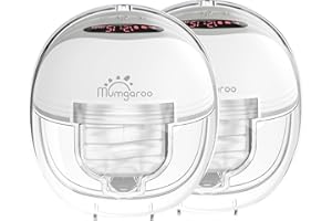 Milchpumpe Elektrisch Tragbar, Mumgaroo Stillen Pumpe mit 3 Modi und 12 Leistung, LCD-Digitalanzeige, Auslaufsichere und Geräuscharme Milchpumpe, Wiederaufladbar, 2 Stück
