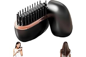 Baomaeyea Glambrushs Mini Hair Straightener,2-in-1 Mini Cordless Hair Straightener Comb,30s Fast Heating Hot Comb,3-Speed Temperature Control,USB Rechargeable Heated Styling Brush (Black)