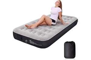 KITXEDAS Single Airbed, No Plug Needed - JUST One-click, Inflating Self Inflatable Mattress Blow Up Air Bed with Built in Electric Pump Beds for Adults Guest Bed Blowup for Camping/Home, 190x98x25cm