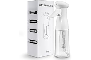 MRUN BONE Ultrafeine Sprühflasche mit kontinuierlichem Nebel - Tropffrei & Auslaufsicher, BPA-Frei & Wiederbefüllbar für Haarstyling, Pflanzen & Reinigung (200ml-transparente)