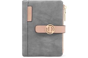 REETEE Monedero Mujer Cuero PU Carteras de Mujer Pequeñas Formato Corto Billetera Mujer con Cremallera, Monedero Tarjetero Mujer con 7 Ranuras para Tarjetas y Bolsillo Monederos (Gris Oscuro)