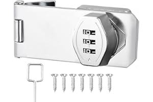 Litensh Cabinet Password Hasp Locks Latch Rotary Combination Latch Lock Security Anti-Theft Keyless Door Lock for Barn Door Outdoor Garden Drawer Cupboard Silver, 3 Inch