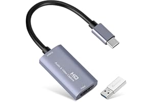 GUERMOK Videoaufnahmekarte, USB 3.0 HDMI auf USB C Audio Capture Card, 4K 1080P60 Capture mit Typ-C Adaptergeräten für Gaming Live Streaming Video Recorder, kompatibel mit Windows Mac OS System usw