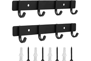 Xingwenhao Perchero de Pared, 2 Unidades, Soportes de Abrigos con 4 Ganchos, Percheros de Pared, Ganchos Universales Negros para Ropa, Dormitorio, Armario, Baño, Cocina (Pequeña en forma de U)