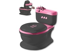 Twinky® Pot pour bébé et enfant - Potty Trainer 3 en 1 - Toilettes pour bébé - Avec son chasse d'eau - Design compact - Musique et porte-rouleau - Siège de toilette parfait pour les enfants - Rose