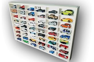 Dekoralove Estantería para coche compatible con coches Hot Wheels Toy Store, 54 compartimentos de almacenamiento para joyas de madera