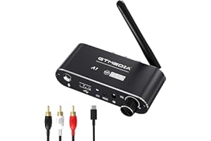 GTMEDIA Récepteur Bluetooth 5.2 récepteur Bluetooth à Faible Latence et Audio HD Adaptateur de récepteur Bluetooth pour stéréo Domestique/Casque/télévision/Voiture