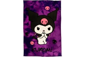 Franco Collectibles Kuromi Bedding Super miękki przytulny koc, 157,5 cm x 229 cm, (oficjalny produkt licencjonowany)
