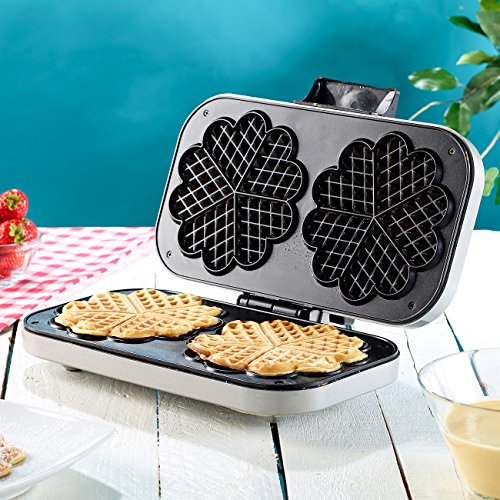 Rosenstein & Söhne Waffeleisen für 2 Herzwaffeln, 1.300 Watt - 2