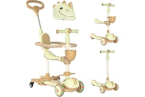 Twinly - Monopattino per bambini evolutivo 3 in 1 DINLY, multifunzione, corrimane Monopattino per bambini, Scooter con casco da 1 a 6 anni + LED funzione bici da bilanciamento - 30 kg