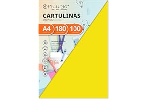 OFITURIA Pack 100 Cartulinas Color Amarillo FuerteTamaño A4 180g