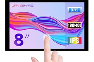 Waveshare 8inch Capacitive Touch Display Compatible with Raspberry Pi 4B/3B+/Jetson Nano Optical Bonding Toughened Glass Panel 1280×800 IPS Screen HDMI Interface HD Resolution Without Back Case