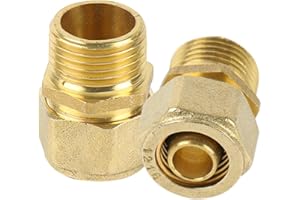 BEATIFIC 2 Stück klemmringverschraubung 20 mm x 1/2 AG Aussengewinde, Messing Klemmringverschraubung Klemmverbinder Adapterrohr, Schraubfitting Übergang für Klemmringverschraubung für Aluverbundrohr DVGW