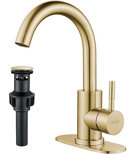 Brushed Gold Single Handle Faucet Tohlar Pull-Down Kitchen Faucet With Waterfall Spray - 3 Modes, Brushed Gold, Single Handle Rv Kitchen Faucet