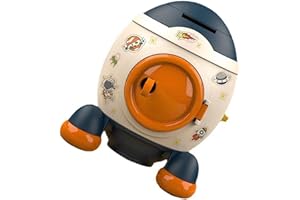 NAROOTE Skarbonka z kreskówki, pudełko do przechowywania monet, dla chłopców i dziewczynek, duża rakieta kosmiczna, skarbonka, szklanka na biurko dla dzieci (Morandi Blau)