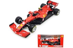 HTLNUZD Bburago Racing F1 S1000 #16 Charles Leclerc Série Signature 1/43 en alliage moulé sous pression Rouge mat Formule F1 Modèle de voiture de collection (standard SF1000 #16)
