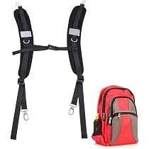 AYNEFY 1 Paio Di Spallacci Per Zaino In Nylon Con Cinghie Regolabili Più Larghe E Fibbia Per Appendere Bottiglie D'acqua E Oggetti Nero Per Vari Tipi Di Zaini - 2