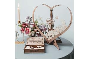 ZEID Wedding Guest Book,80 Hearts Wood Heart Shape Guest Book Kit Wedding Guestbook Sign for Weddings Baby Shower Anniversary Party